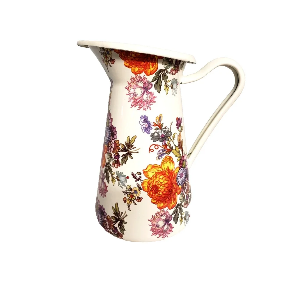 MacKenzie-Childs White Flower Market Medium 7 Cup Practical Pitcher 89396-95